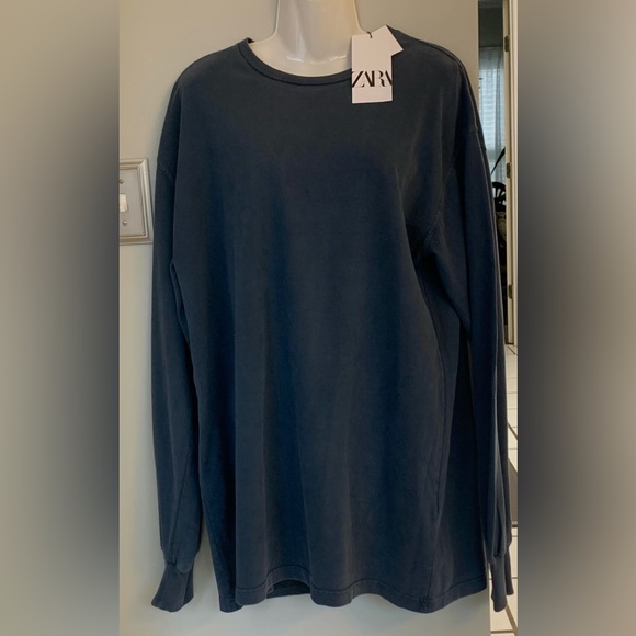 NEW w Tags ZARA Slate Gray Relaxed sweatshirt dress Women’s L Large 12 14 NWT - Picture 2 of 6